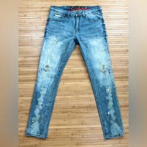 Heritage America Jeans, Men's Size 34x33 Distressed Medium Wash